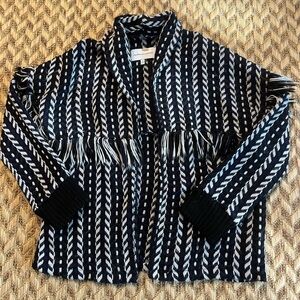 cupcakes & cashmere Cardigan / Jacket - Women's Small Navy Blue - Fringe